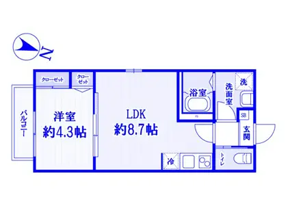 カーサ・マミール(1LDK/2階)の間取り写真