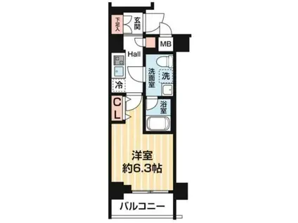 マキシヴ阪東橋ツインイースト(1K/7階)の間取り写真