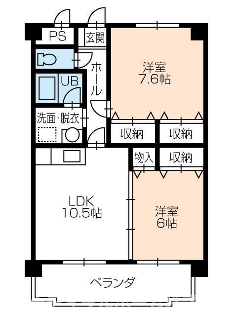 ウィンフィールド曙(2LDK/2階)の間取り写真