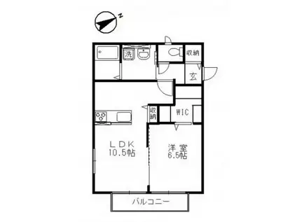 フェリオ三浜II(1LDK/2階)の間取り写真