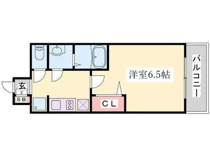 プレサンス THE神戸(1K/7階)の間取り写真