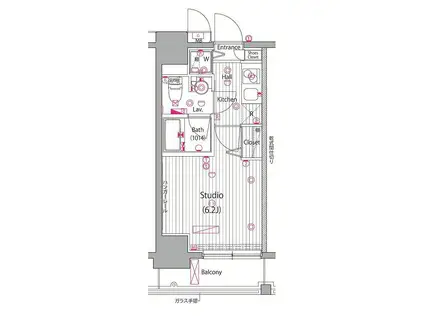 ガーラ・ヴィスタ横濱西口(1K/6階)の間取り写真