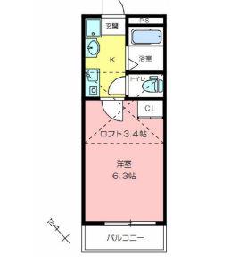 アミティエ山手(ワンルーム/1階)の間取り写真