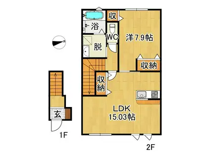 アネックス樹木(1LDK/2階)の間取り写真