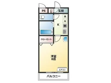 ラフィネ津田沼(1K/2階)の間取り写真