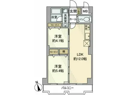 シャトレー町田ガーデン(2LDK/4階)の間取り写真