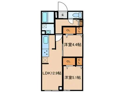 セレスティア西台A(2LDK/1階)の間取り写真