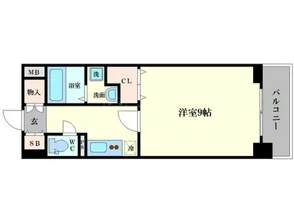 ココロウエスト(1K/4階)の間取り写真