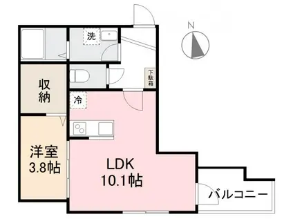 MOVE栗林(1LDK/2階)の間取り写真