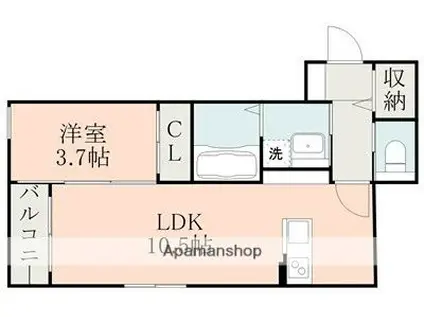 BRAVE BASE戸島(1LDK/1階)の間取り写真