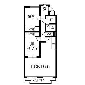 ベルメゾン若森(2LDK/1階)の間取り写真