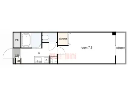 ビタミンテラス枝吉(1K/1階)の間取り写真