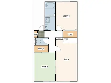 ハイカムール・山手(2DK/1階)の間取り写真