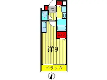 クリスタルM(ワンルーム/1階)の間取り写真