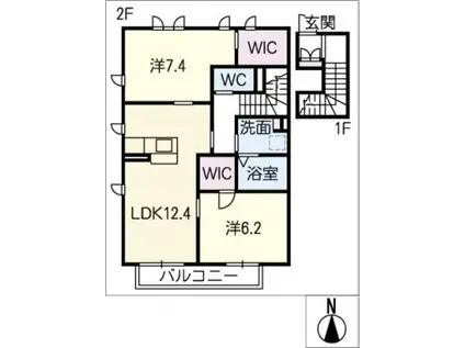 ウイングコートIII(2LDK/2階)の間取り写真