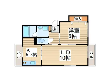 第3鴫原ビル(1LDK/3階)の間取り写真