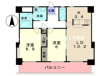 グレイスシラカワ(2LDK/4階)の間取り写真
