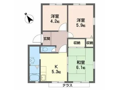 ガーデンプレイス(2LDK/1階)の間取り写真