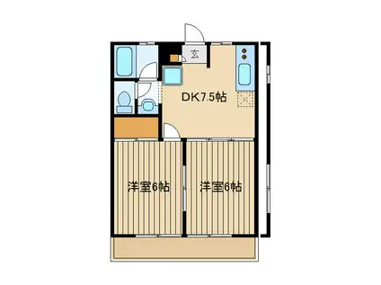 チエモンタニア(2DK/2階)の間取り写真