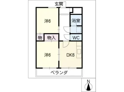 グランドールII(2DK/3階)の間取り写真