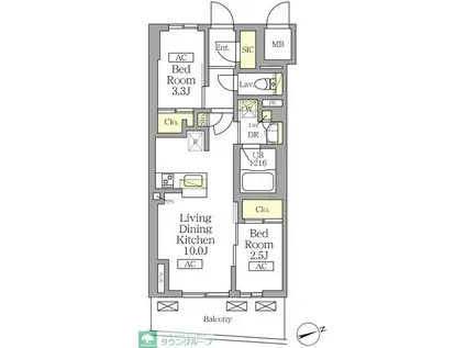 テラス北千住(2LDK/6階)の間取り写真