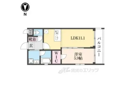 ベラジオ雅び京都洛央(1LDK/4階)の間取り写真