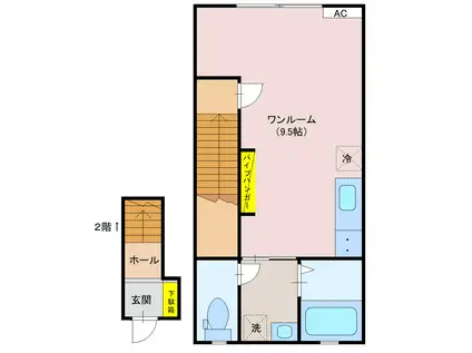 YS COURT(ワンルーム/2階)の間取り写真