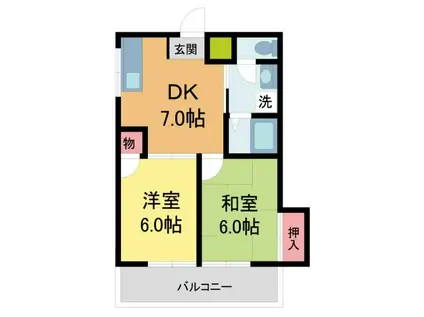 モダンアパートメント神戸宝塚II(2DK/2階)の間取り写真