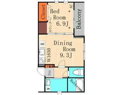 クオリア桜上水(1LDK/2階)の間取り写真