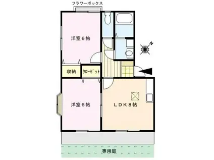 アネックス安武A棟(2LDK/1階)の間取り写真