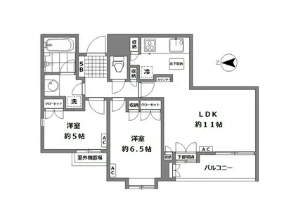 コートハウス世田谷砧(2LDK/2階)の間取り写真