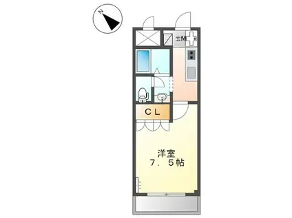 ノース WINDY(1K/1階)の間取り写真
