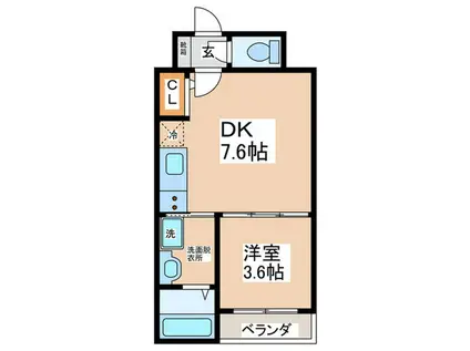 ASTRA HIMESATO(1DK/2階)の間取り写真