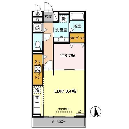 COMODO SATSUKI(1LDK/1階)の間取り写真