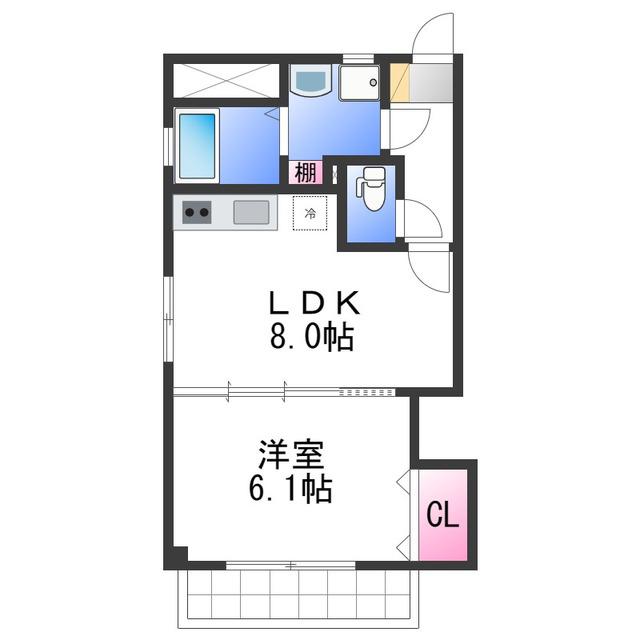 エフォールヒロII(1LDK/2階)の間取り写真