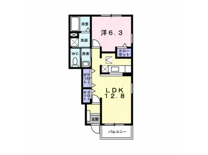 ニューサカエールI(1LDK/1階)の間取り写真