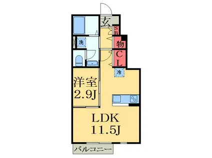 グランテージ(1LDK/1階)の間取り写真