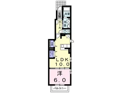イースト ワン(1LDK/1階)の間取り写真