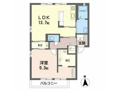 フレグランス上尾C棟(1LDK/1階)の間取り写真