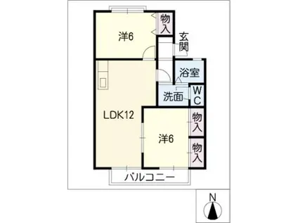 プランドール平安(2LDK/2階)の間取り写真