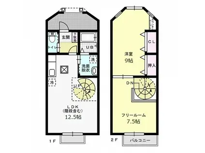 エミネンス中宇(2LDK/1階)の間取り写真