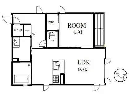 ヴィラクール(1LDK/1階)の間取り写真