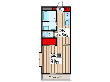 ハイツ川島(1DK/2階)の間取り写真