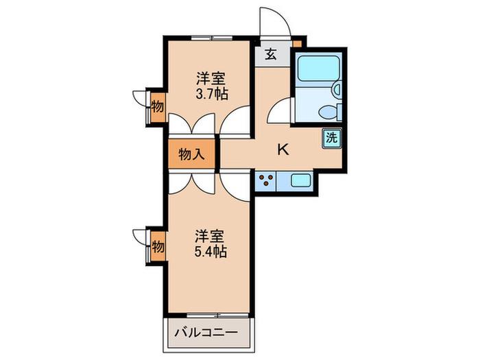 セントヒルズ糀谷(2K/3階)の間取り写真
