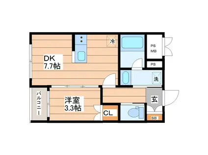 RESIDENCIA KIRAKU(1DK/1階)の間取り写真