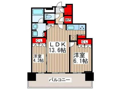 パークシティ柏の葉キャンパス ザ・ゲートタワー(2LDK/22階)の間取り写真