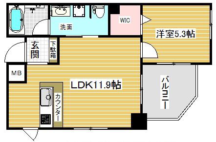 ワコーレ神戸元町アクシア(1LDK/7階)の間取り写真