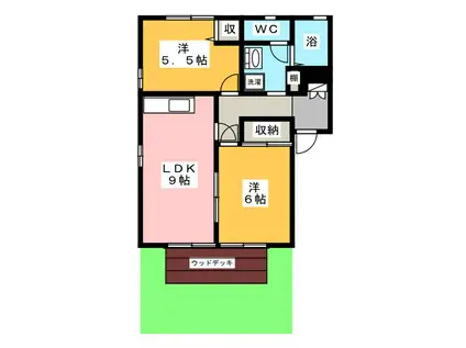 コーポ夏椿D(2LDK/1階)の間取り写真
