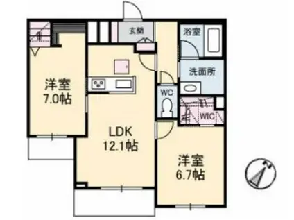 アベニール千鶴(2LDK/1階)の間取り写真