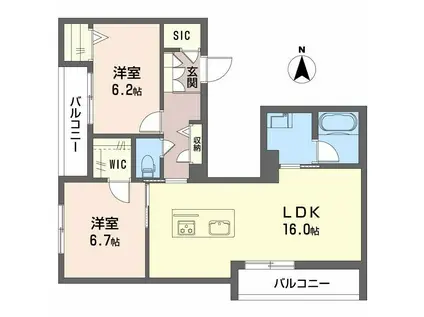 シャーメゾン西大寺南(2LDK/2階)の間取り写真